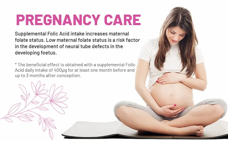 Folic Acid+ 400 mcg - Vegan Tablets with Vitamin B12 & Iodine | Vitamin B9 Tablets | Pregnancy Care Supplement