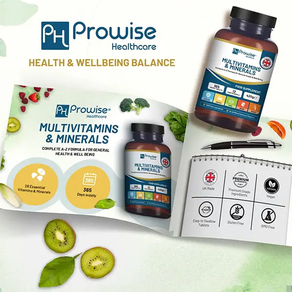 A-Z Multivitamins & Minerals l 365 Vegan Multivitamin Tablets l Multivitamin Tablets for Men and Women with 26 Essential / Active Vitamins & Minerals - Made in The UK by Prowise