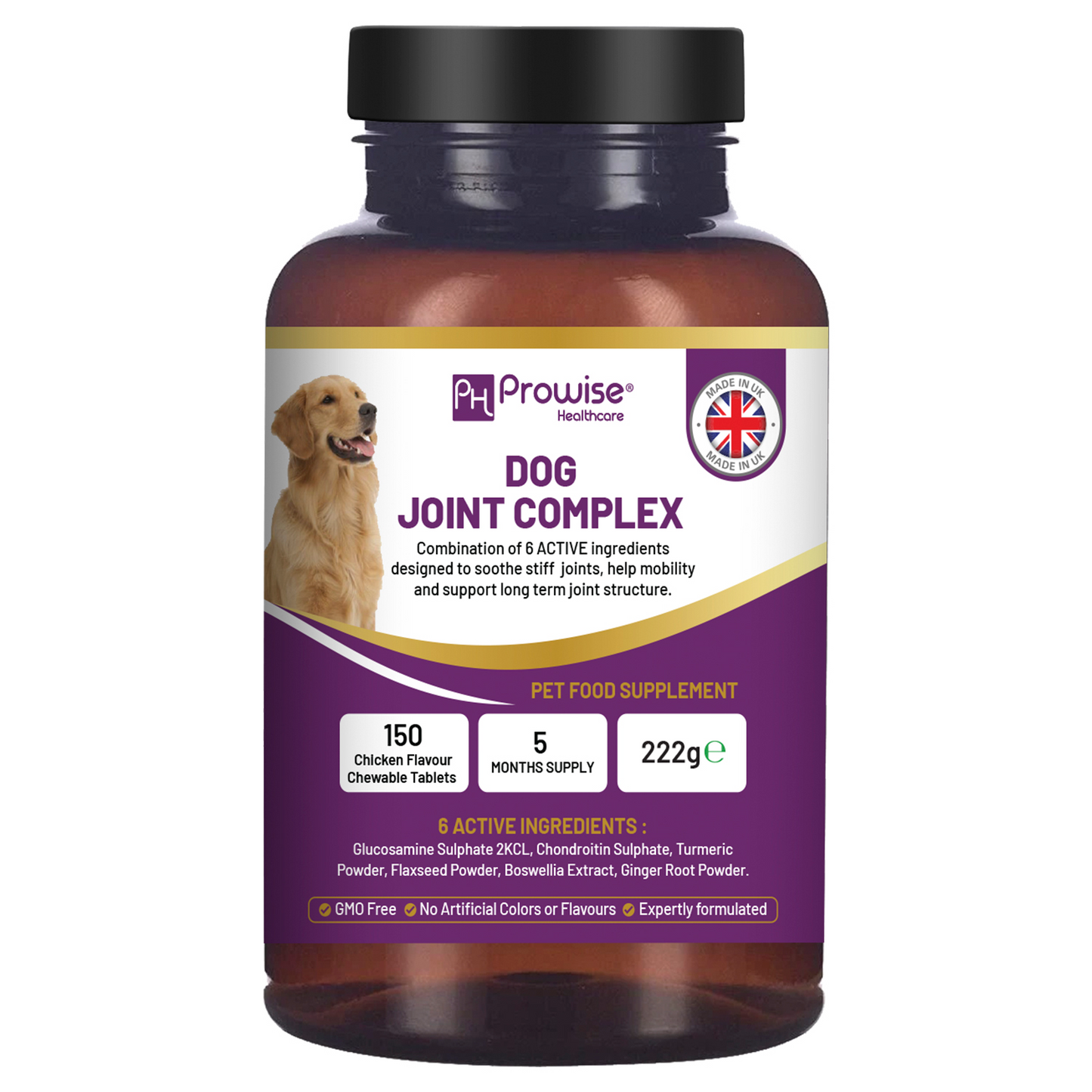 Dog Joint Supplement UK Manufactured I 150 Chicken Flavor Chewable Tablets (5 Months Supply) I Made in the UK