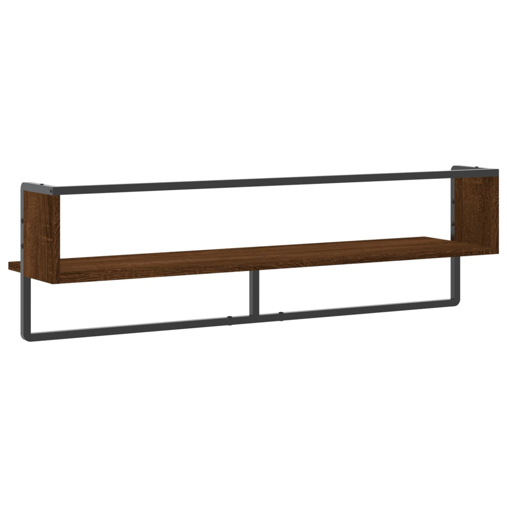 Wall Shelf with Bar Brown Oak 100x25x30 cm