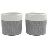 Storage Baskets 2 pcs Grey and White Ø28x28 cm Cotton