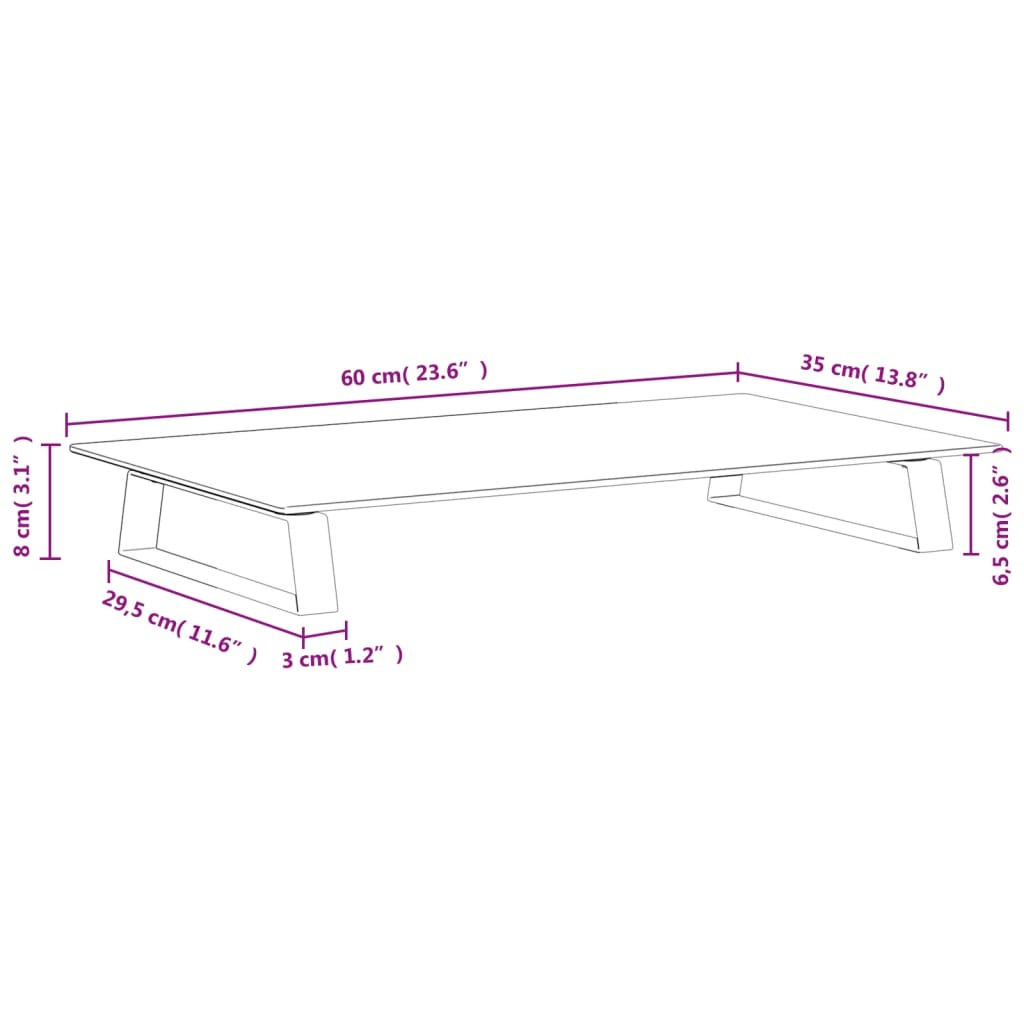 Monitor Stand Black 60x35x8 cm Tempered Glass and Metal