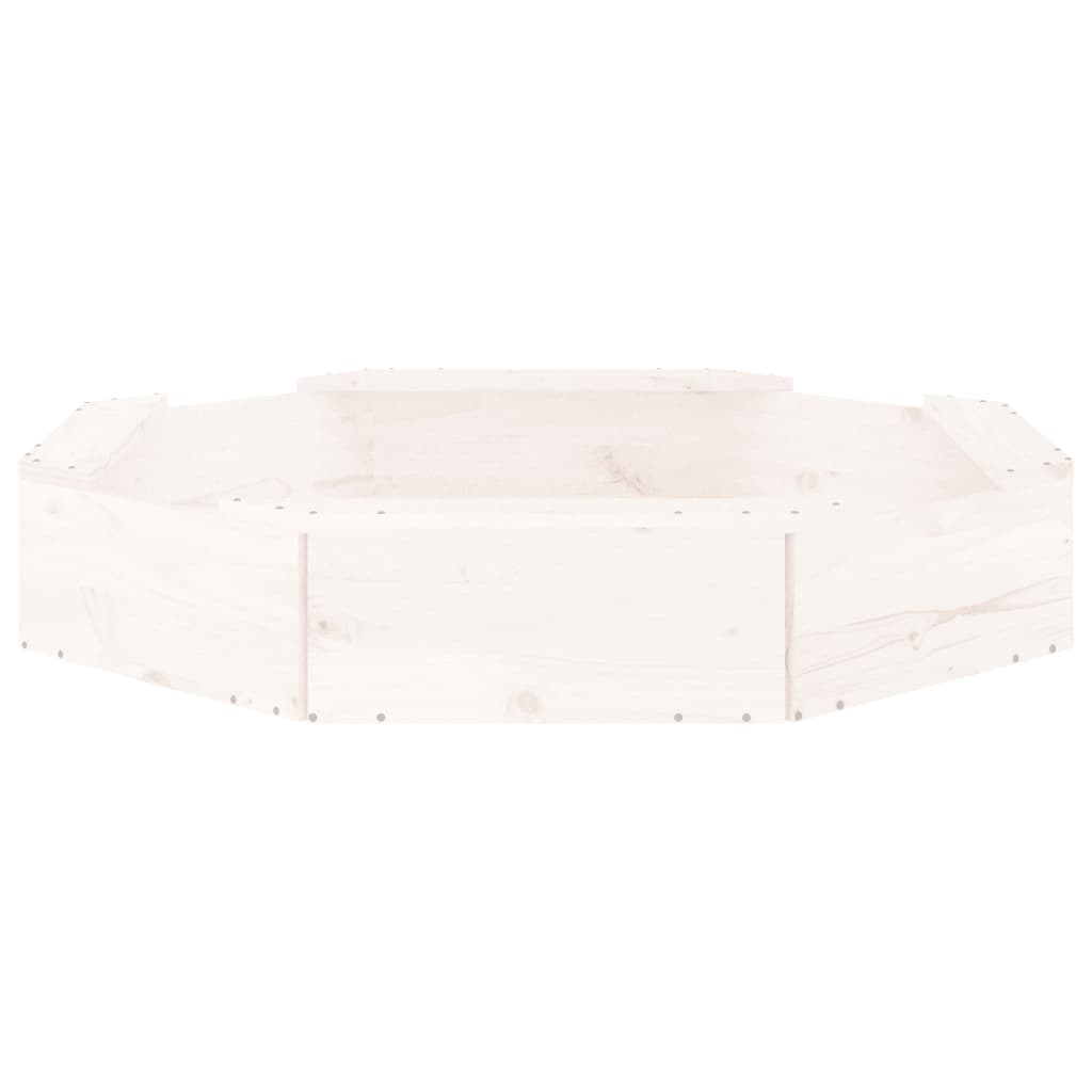 vidaXL Sandbox with Seats White Octagon Solid Wood Pine