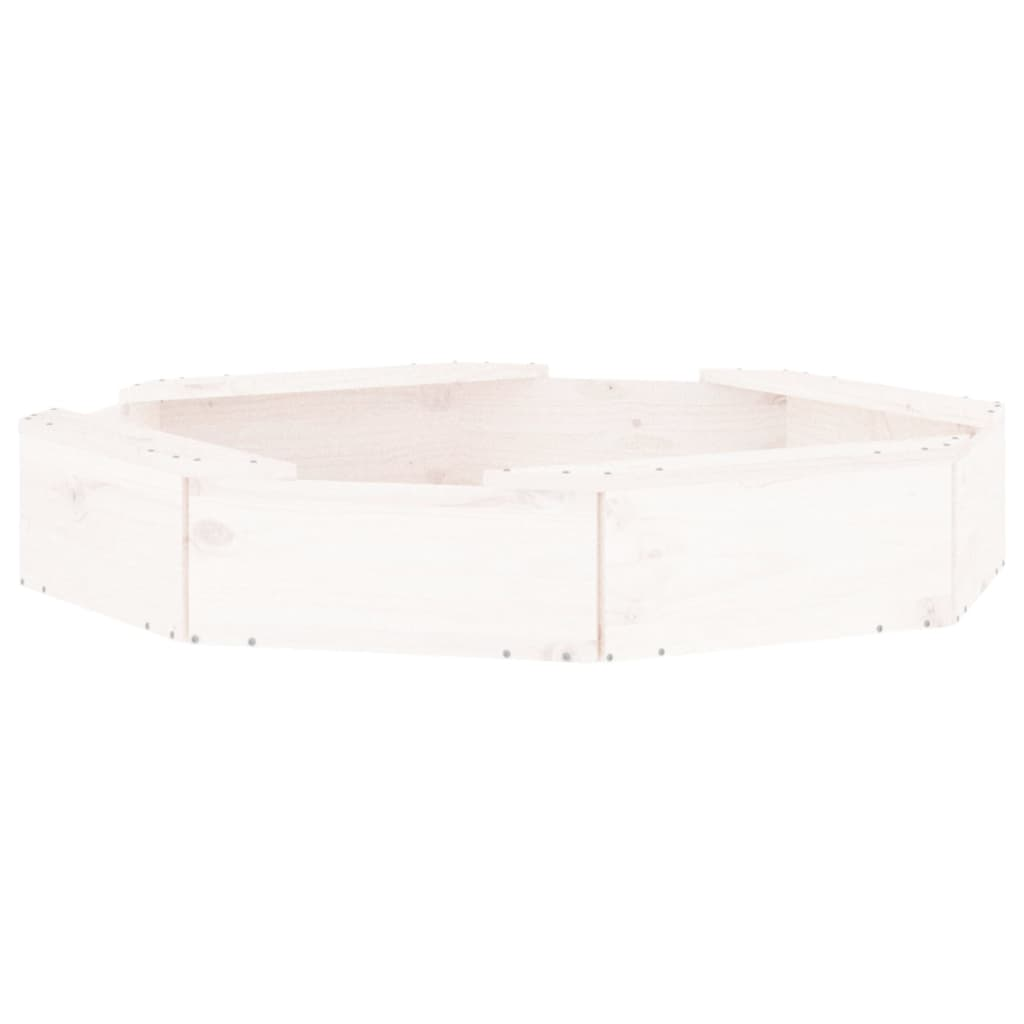 vidaXL Sandbox with Seats White Octagon Solid Wood Pine