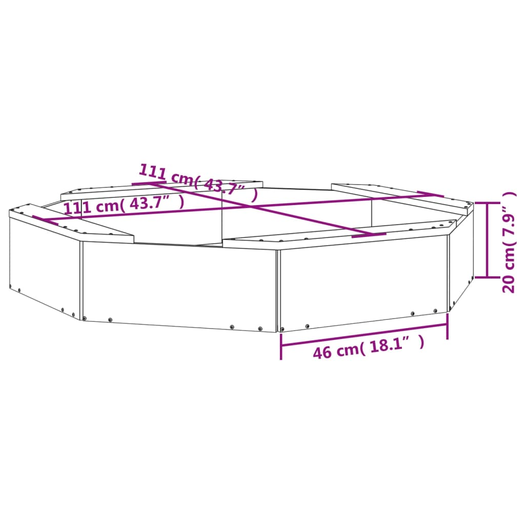 vidaXL Sandbox with Seats White Octagon Solid Wood Pine