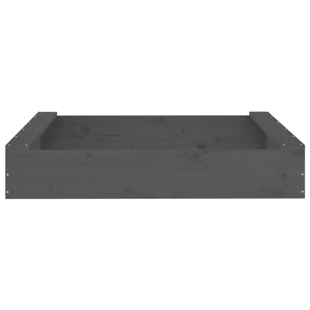 vidaXL Sandbox with Seats Grey Square Solid Wood Pine