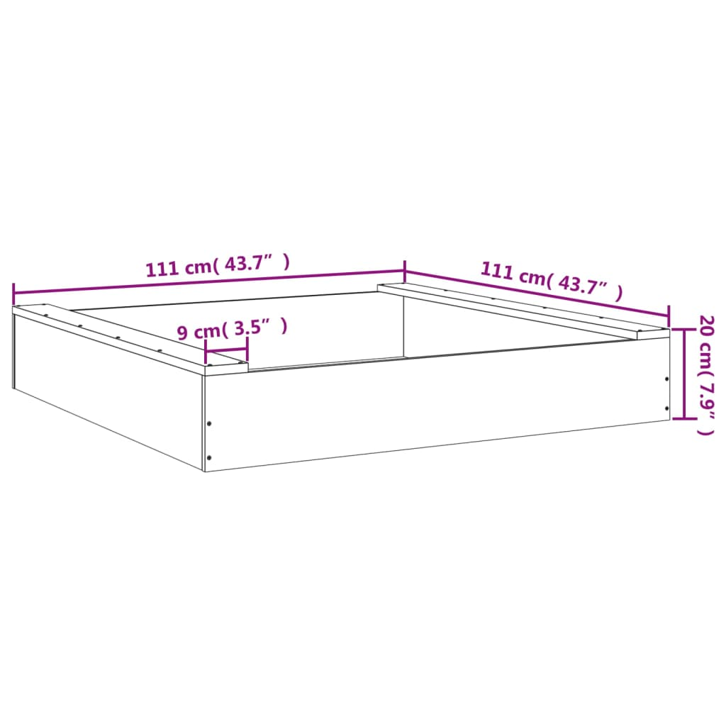 vidaXL Sandbox with Seats Grey Square Solid Wood Pine