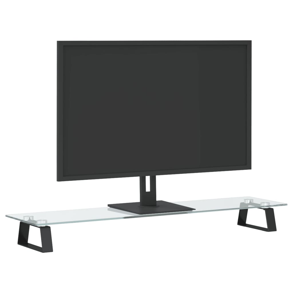 Monitor Stand Black 80x20x8 cm Tempered Glass and Metal