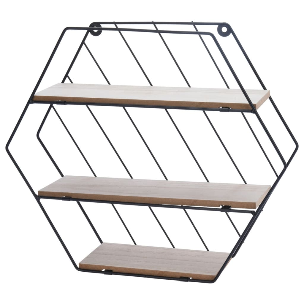 Home & Styling Wall Rack 3-Tier Natural and Black