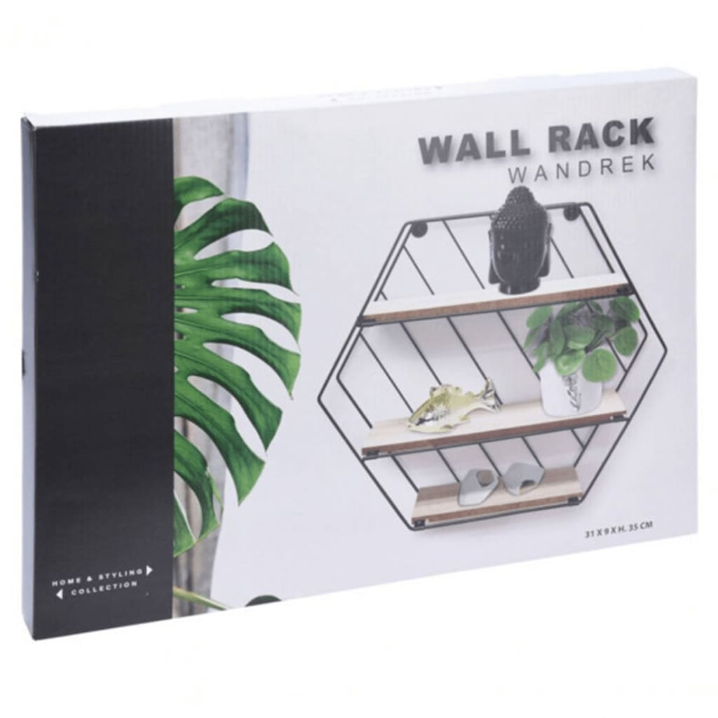 Home & Styling Wall Rack 3-Tier Natural and Black