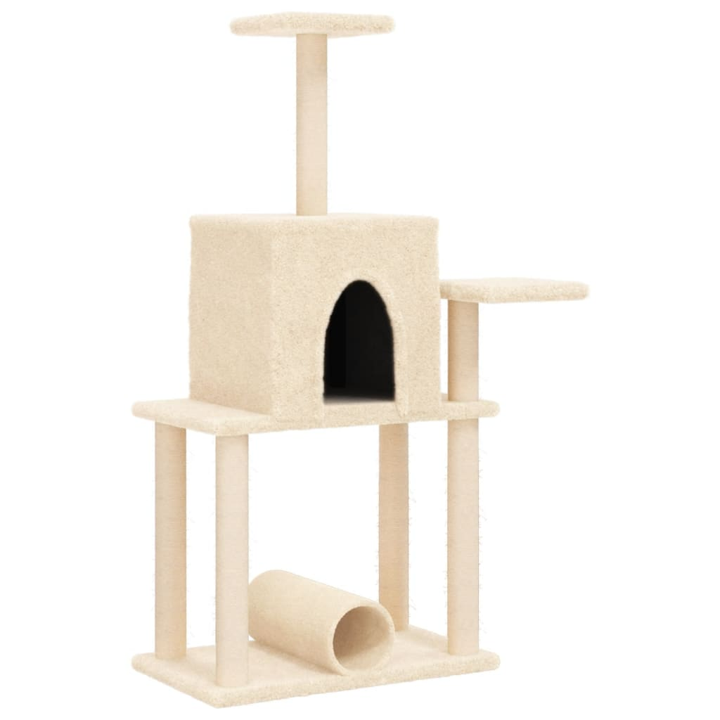 Cat Tree with Sisal Scratching Posts Cream 122 cm