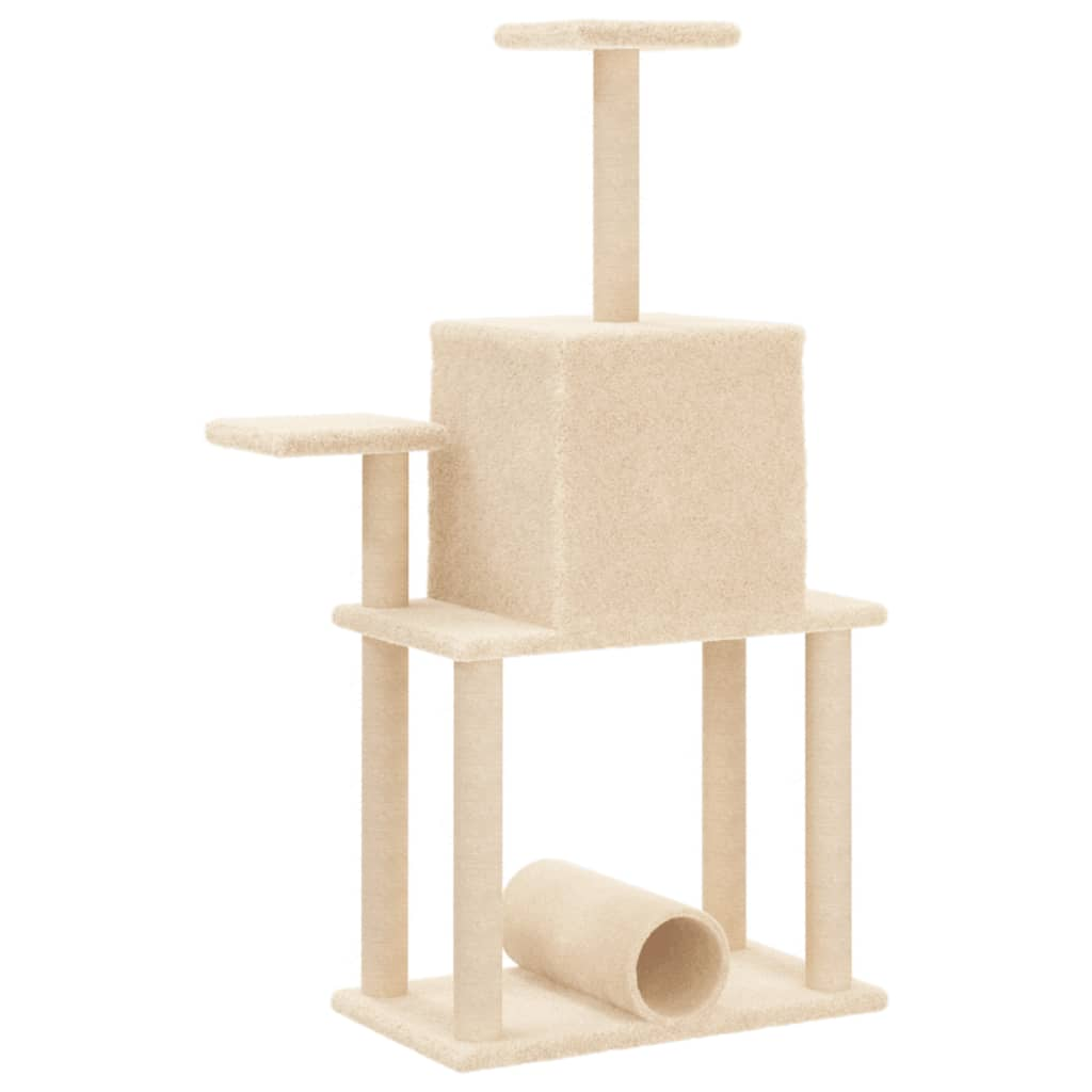 Cat Tree with Sisal Scratching Posts Cream 122 cm