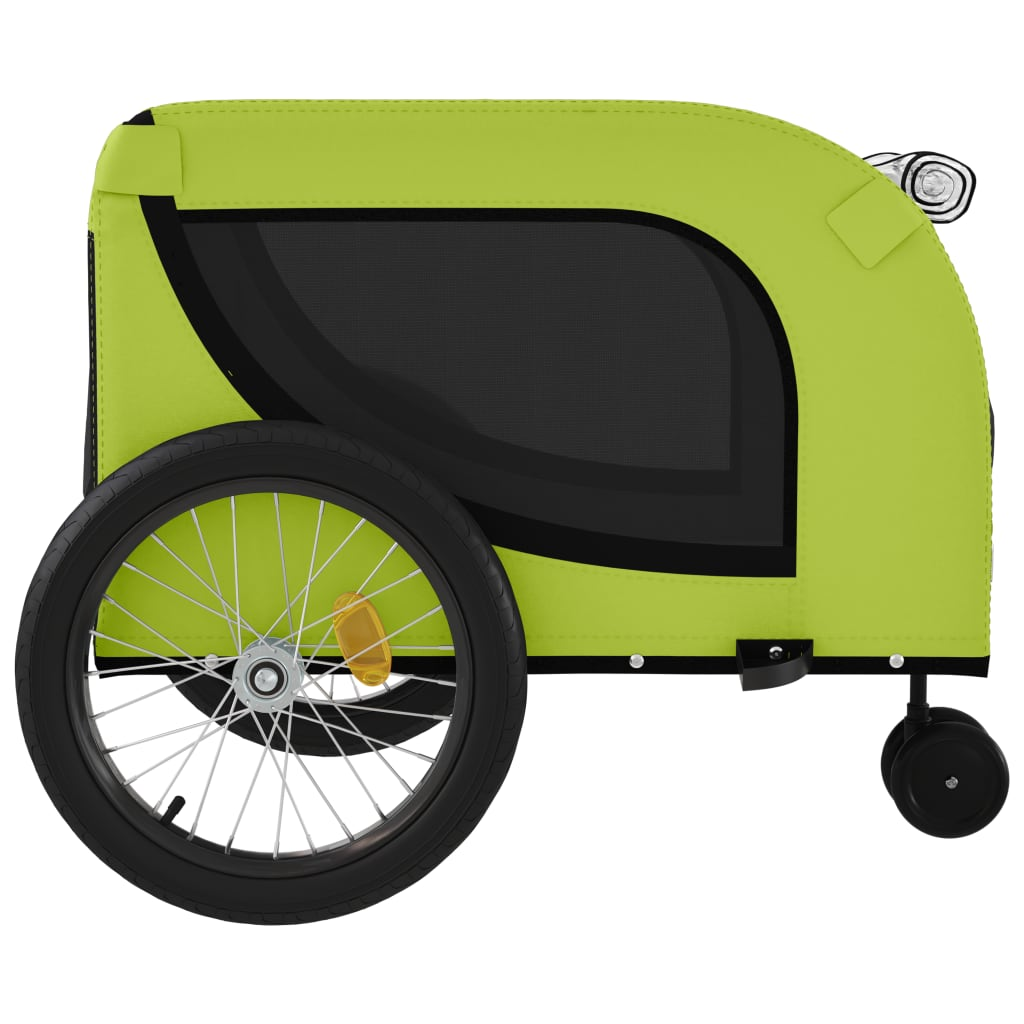 vidaXL Pet Bike Trailer Green and Black Oxford Fabric and Iron