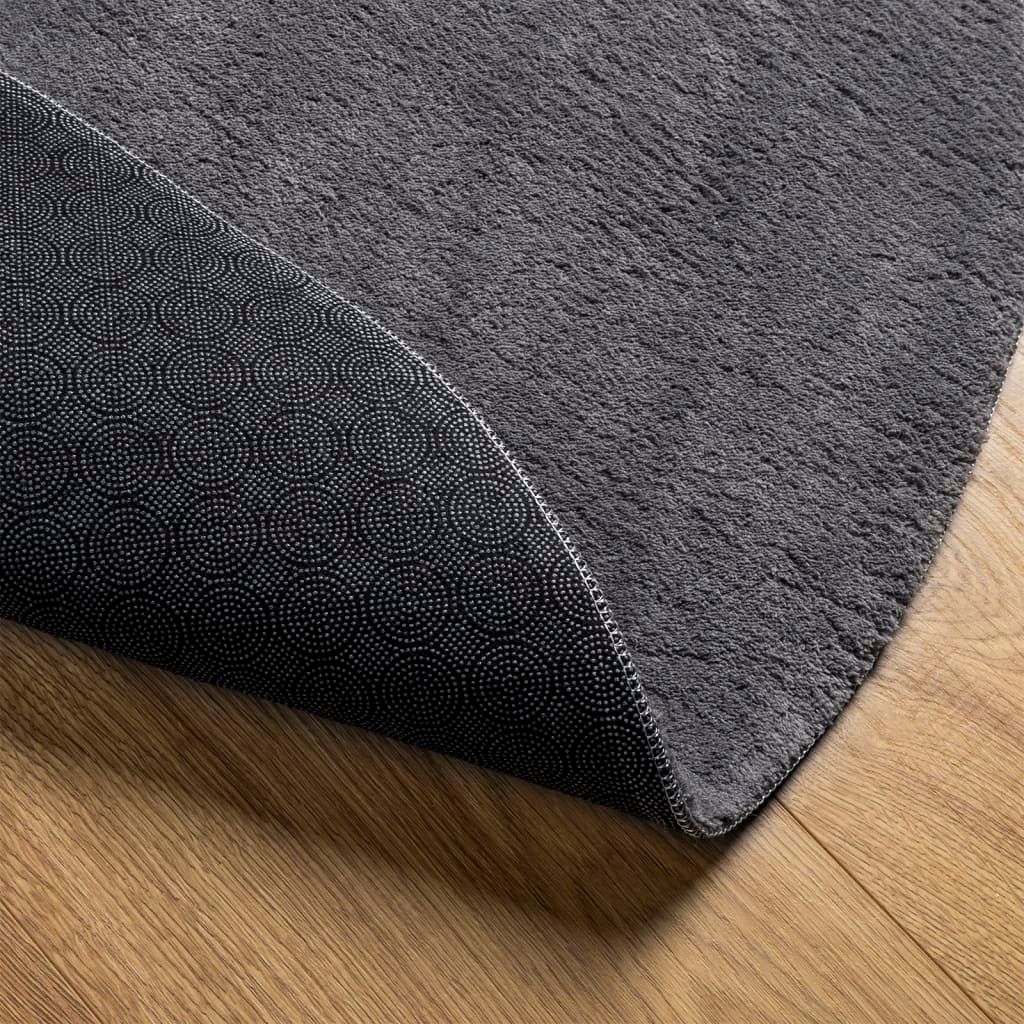 Rug HUARTE Short Pile Soft and Washable Anthracite Ø 80 cm