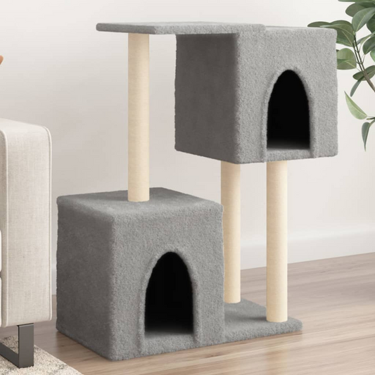 vidaXL Cat Tree with Sisal Scratching Posts Light Grey 86 cm