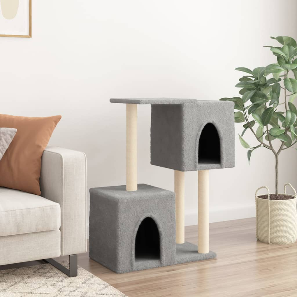 vidaXL Cat Tree with Sisal Scratching Posts Light Grey 86 cm