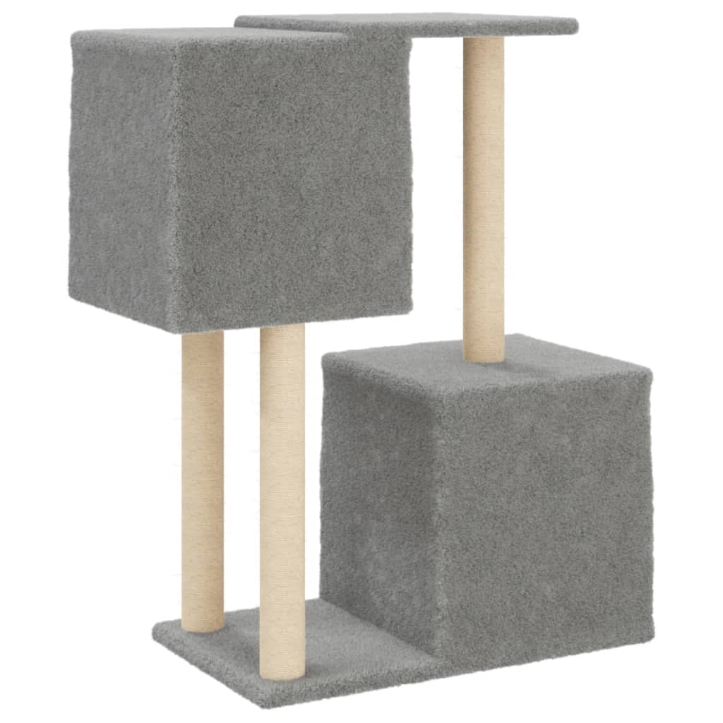 vidaXL Cat Tree with Sisal Scratching Posts Light Grey 86 cm