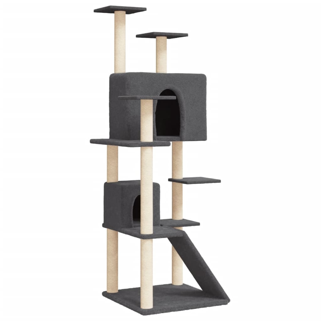 vidaXL Cat Tree with Sisal Scratching Posts Dark Grey 153 cm