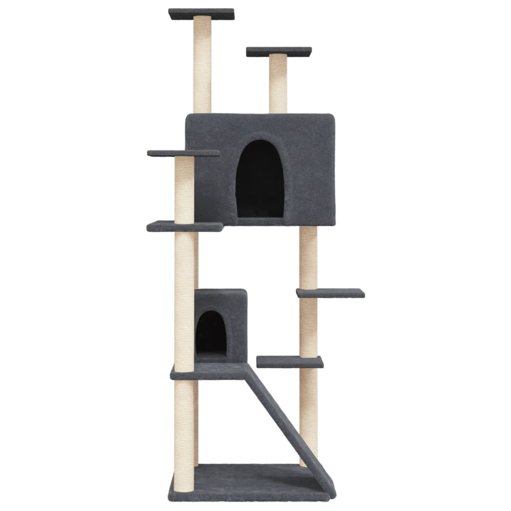 vidaXL Cat Tree with Sisal Scratching Posts Dark Grey 153 cm