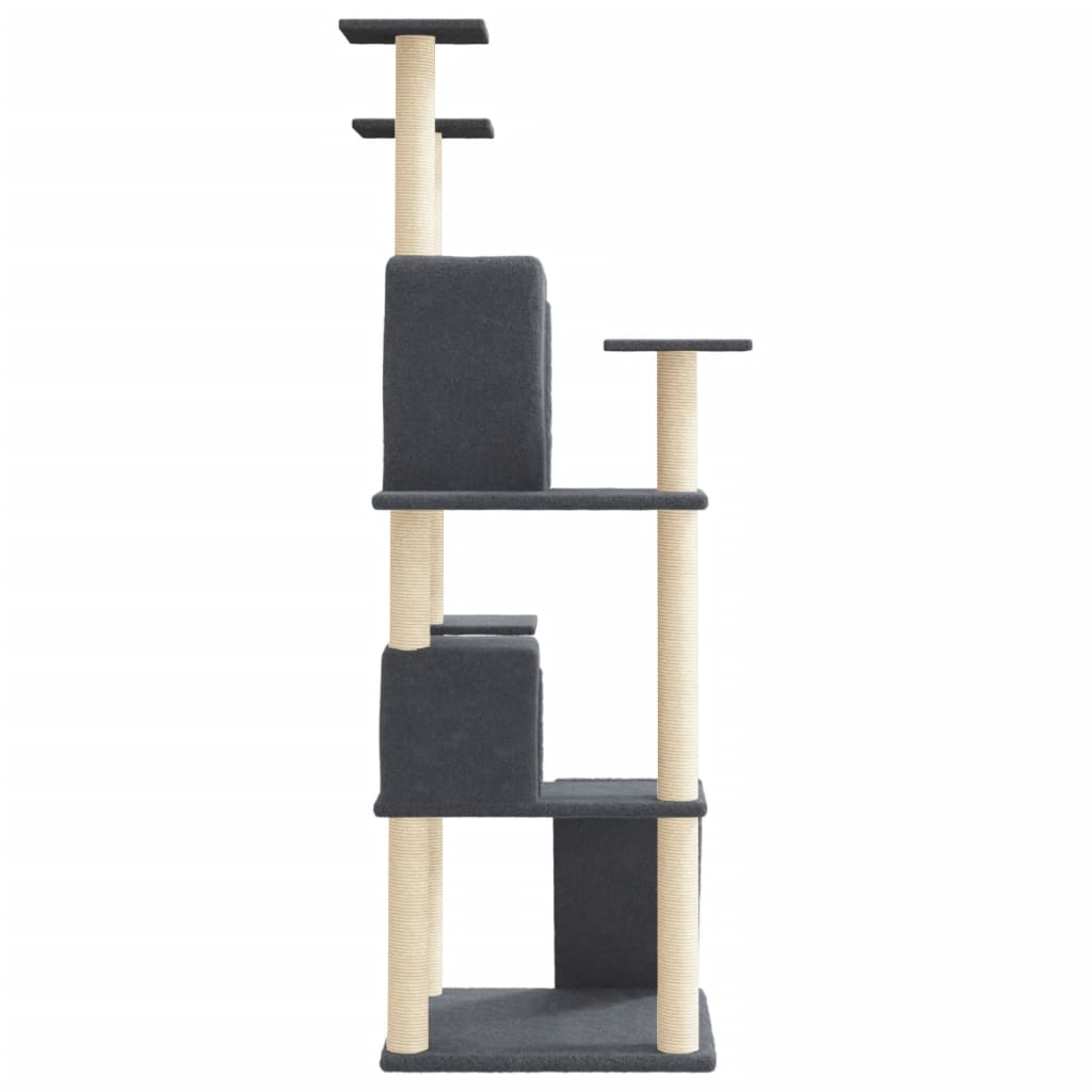 vidaXL Cat Tree with Sisal Scratching Posts Dark Grey 153 cm