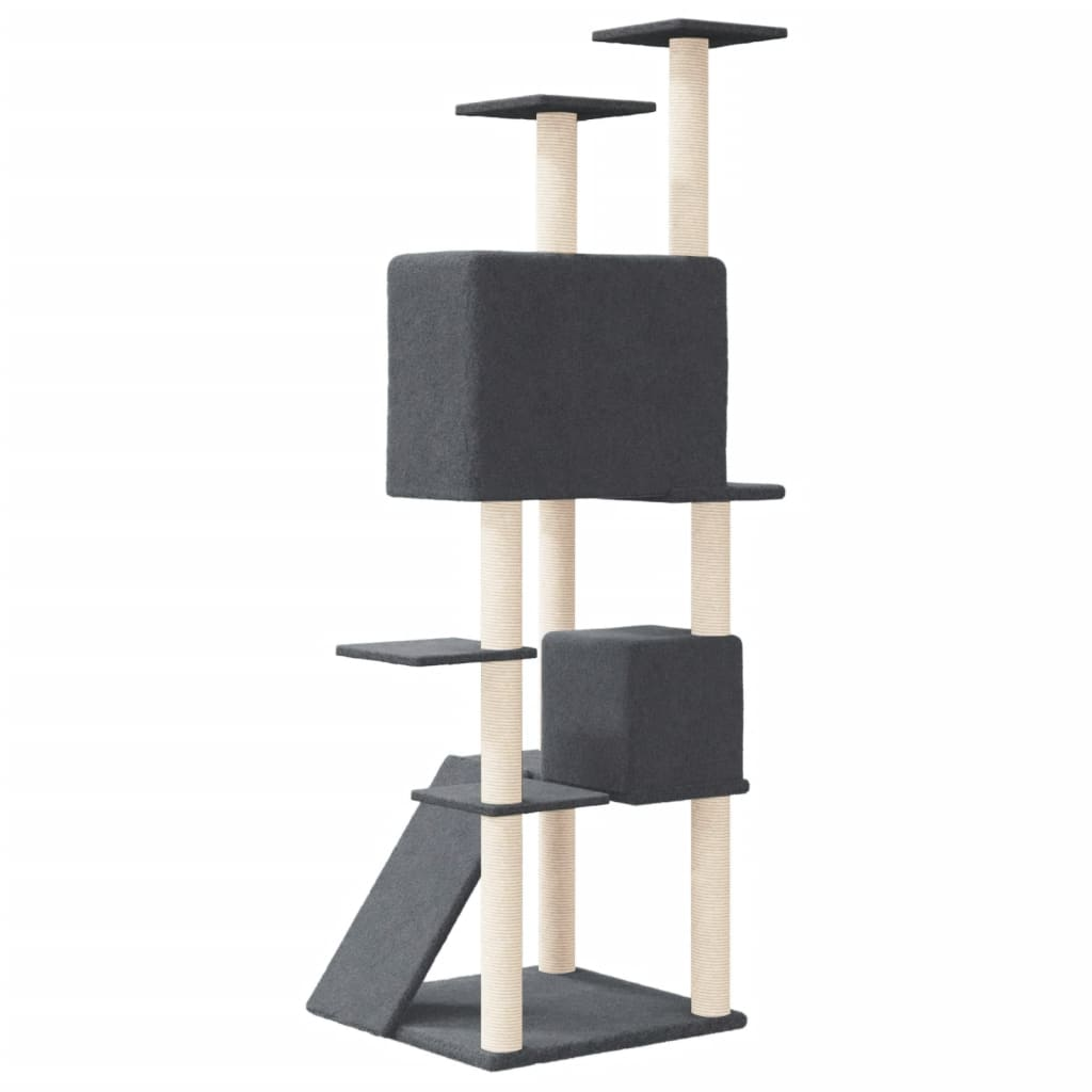 vidaXL Cat Tree with Sisal Scratching Posts Dark Grey 153 cm