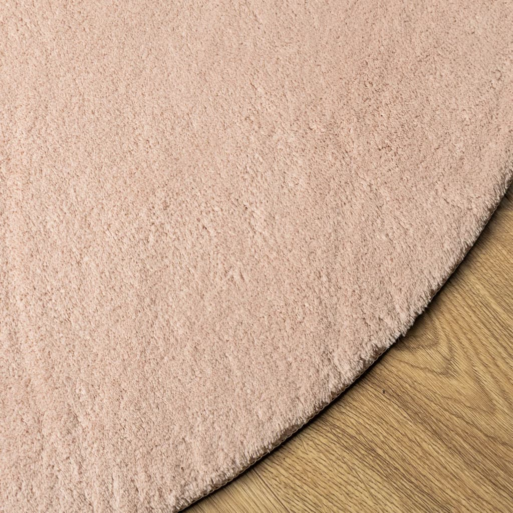 Rug HUARTE Short Pile Soft and Washable Blush Ø 80 cm