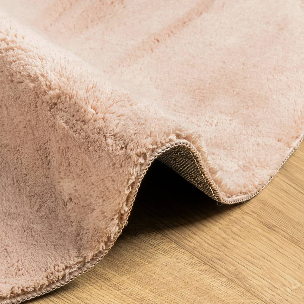 Rug HUARTE Short Pile Soft and Washable Blush Ø 80 cm