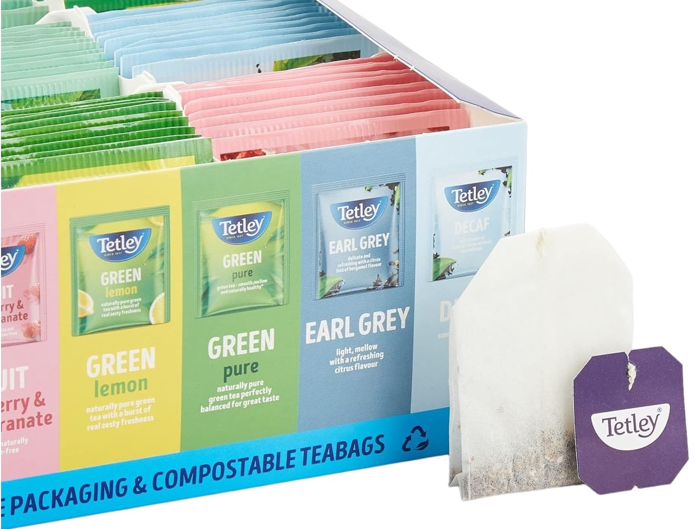 90x Tetley Specialty Variety Pack String & Tag Tea Envelopes in Display Box Gift