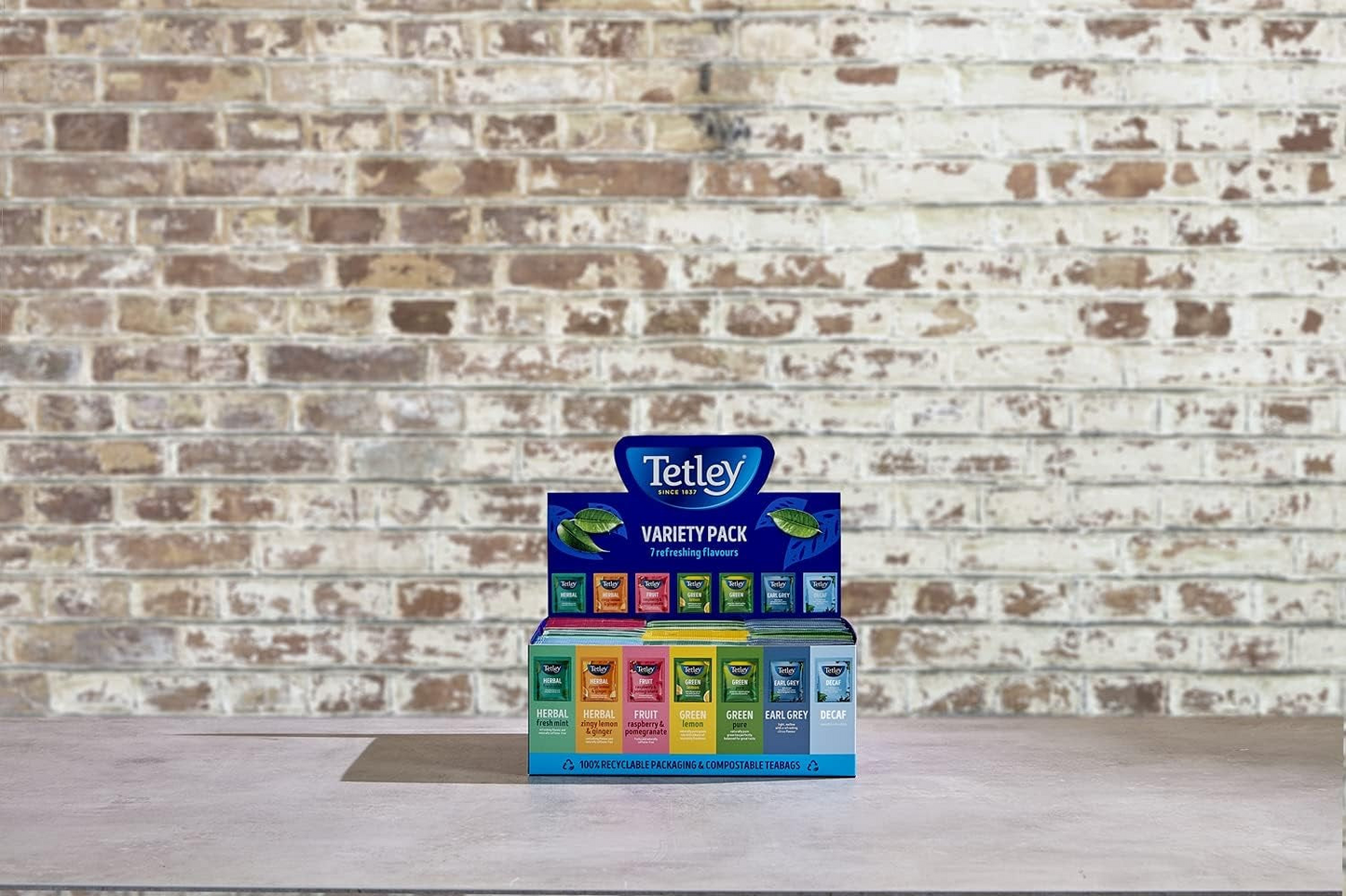 90x Tetley Specialty Variety Pack String & Tag Tea Envelopes in Display Box Gift