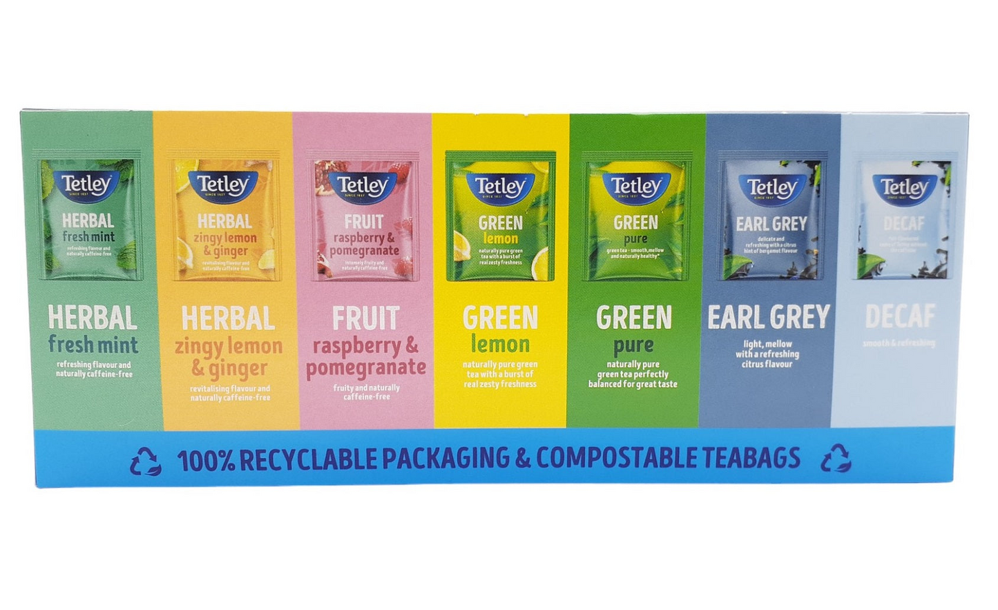 90x Tetley Specialty Variety Pack String & Tag Tea Envelopes in Display Box Gift