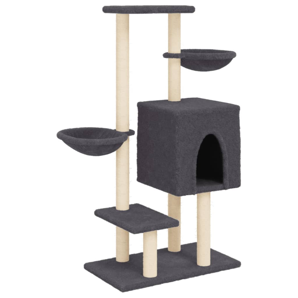 vidaXL Cat Tree with Sisal Scratching Posts Dark Grey 117 cm