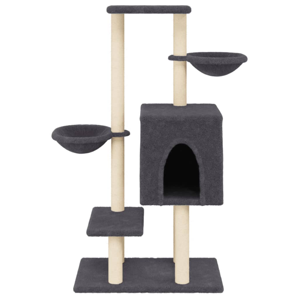 vidaXL Cat Tree with Sisal Scratching Posts Dark Grey 117 cm