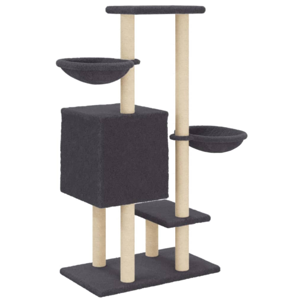 vidaXL Cat Tree with Sisal Scratching Posts Dark Grey 117 cm