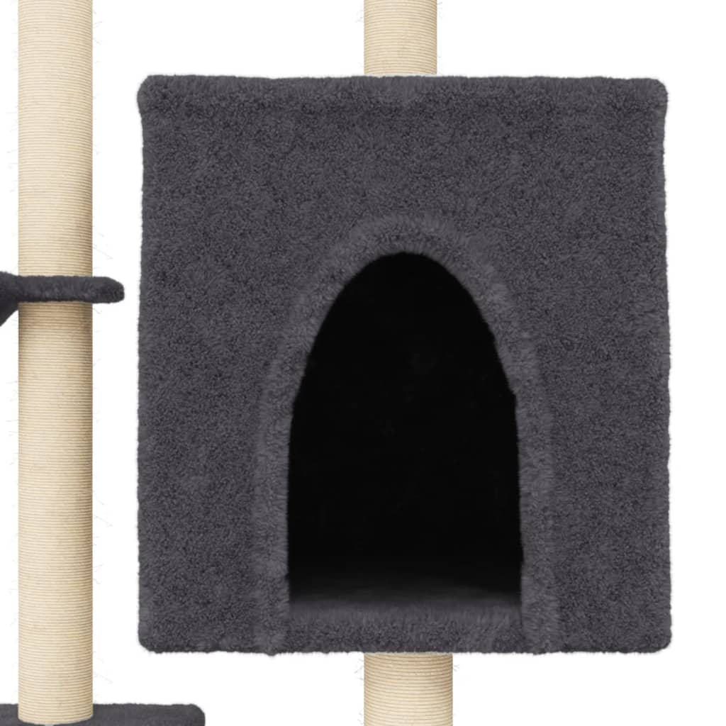 vidaXL Cat Tree with Sisal Scratching Posts Dark Grey 117 cm