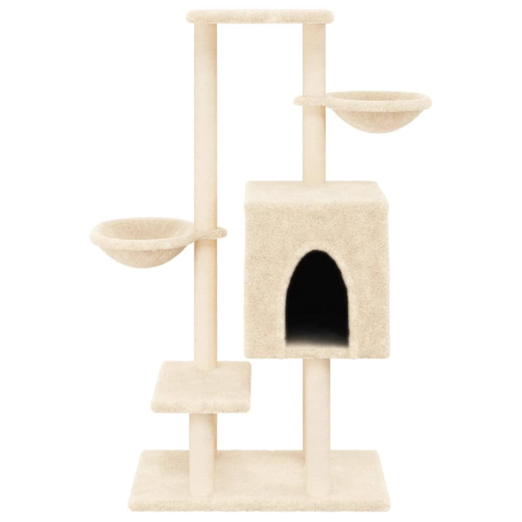 vidaXL Cat Tree with Sisal Scratching Posts Cream 117 cm