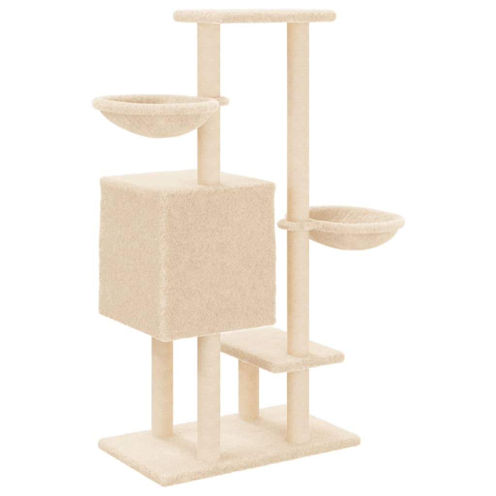 vidaXL Cat Tree with Sisal Scratching Posts Cream 117 cm