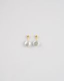 Round Button Pearl Earrings