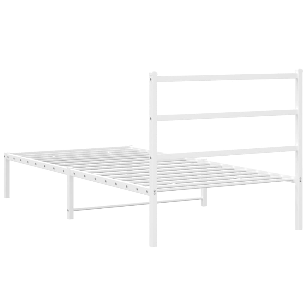 vidaXL Metal Bed Frame with Headboard White 100x190 cm