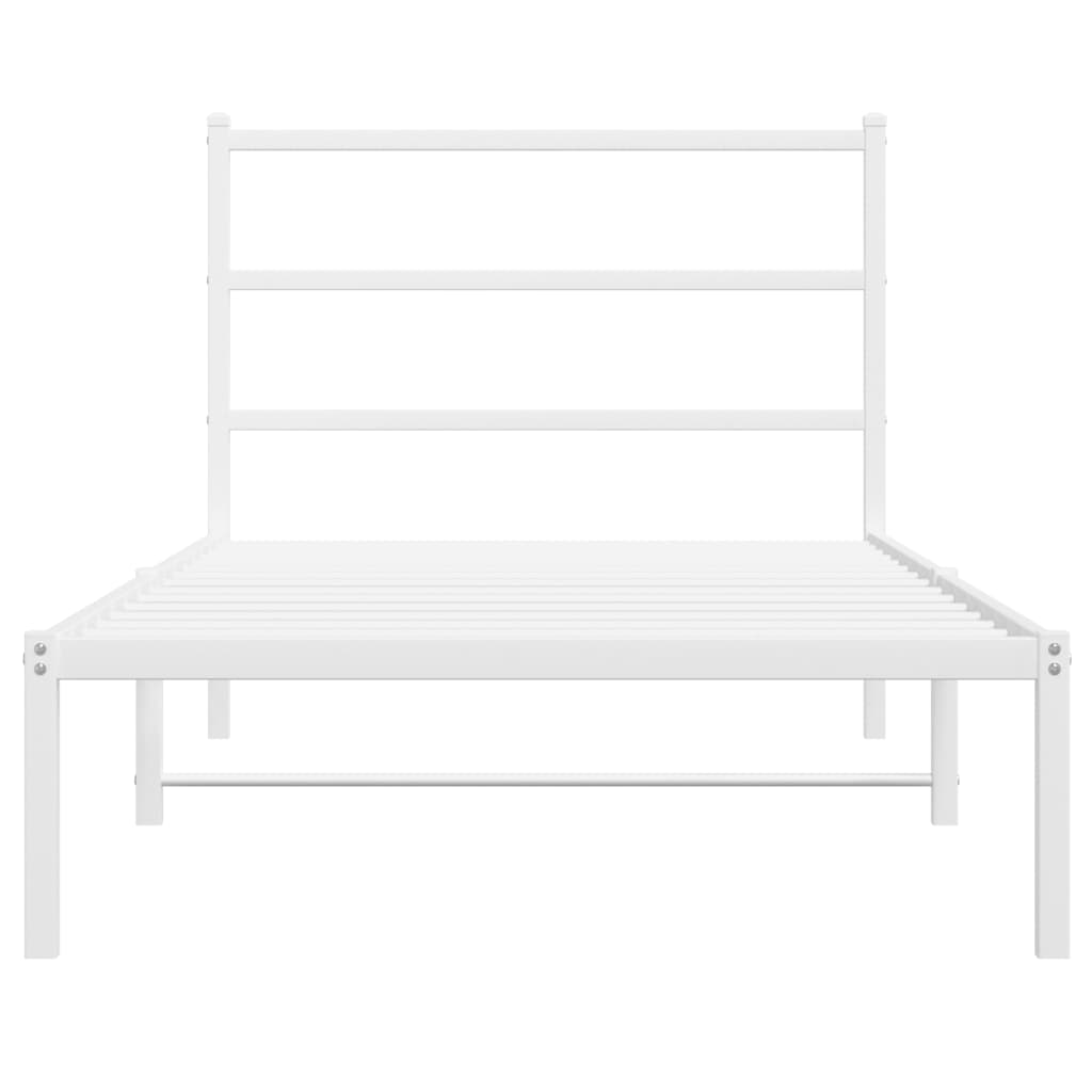 vidaXL Metal Bed Frame with Headboard White 107x203 cm