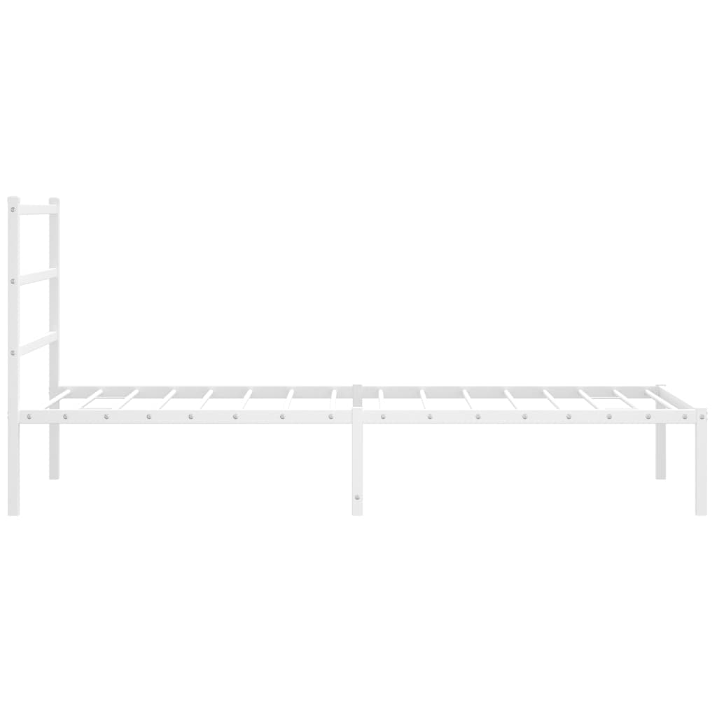 vidaXL Metal Bed Frame with Headboard White 107x203 cm