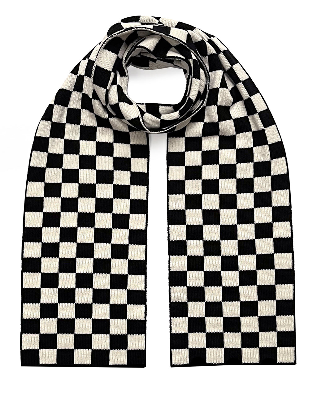 Checked Wool & Cashmere Scarf Black & White