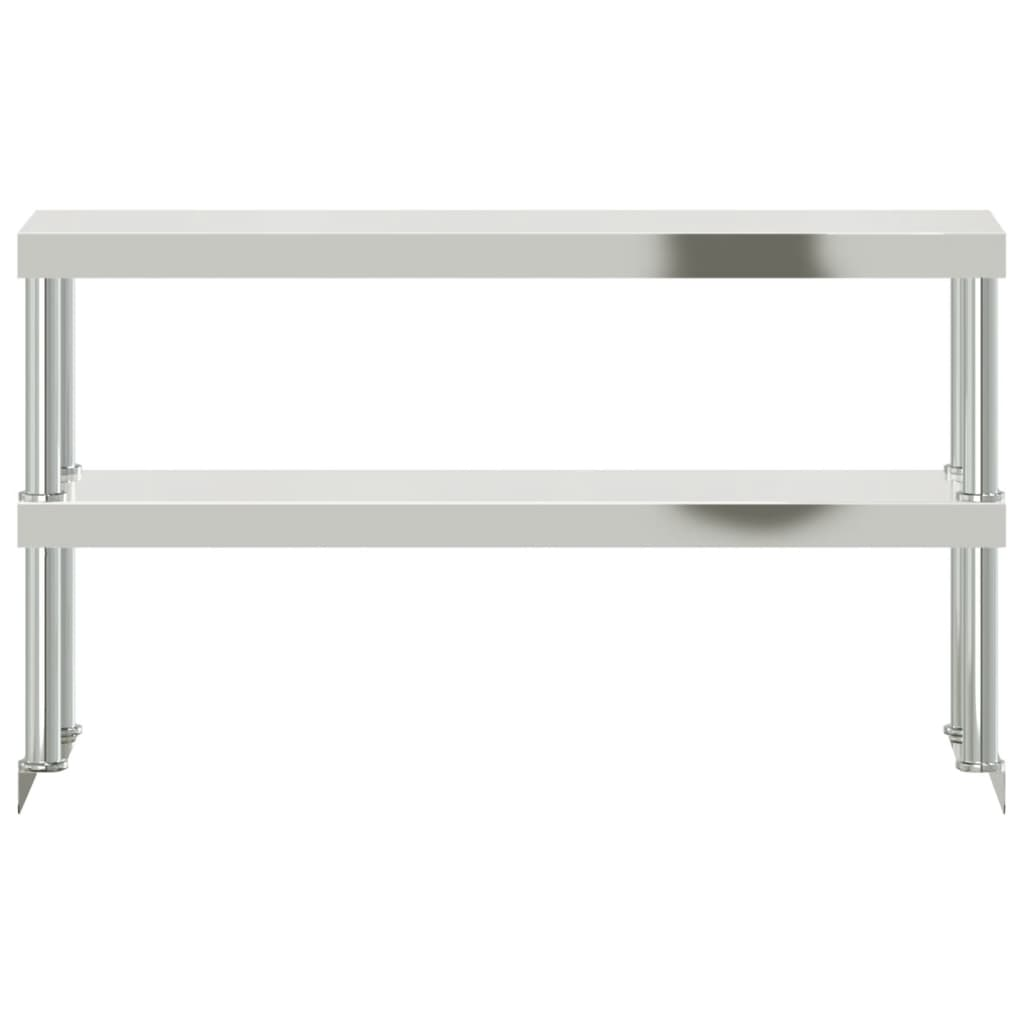 vidaXL Work Table Overshelf 2-Tier 110x30x65 cm Stainless Steel