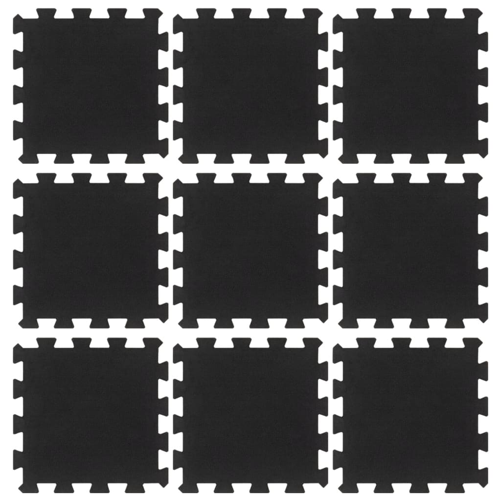 Rubber Floor Tiles 9 pcs Black 16 mm 30x30 cm