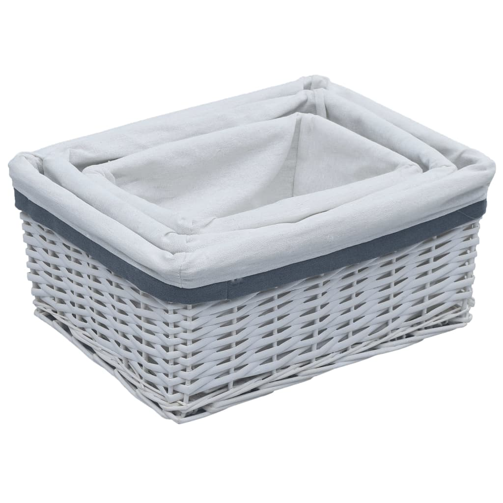 3 Piece Nesting Basket Set White Willow