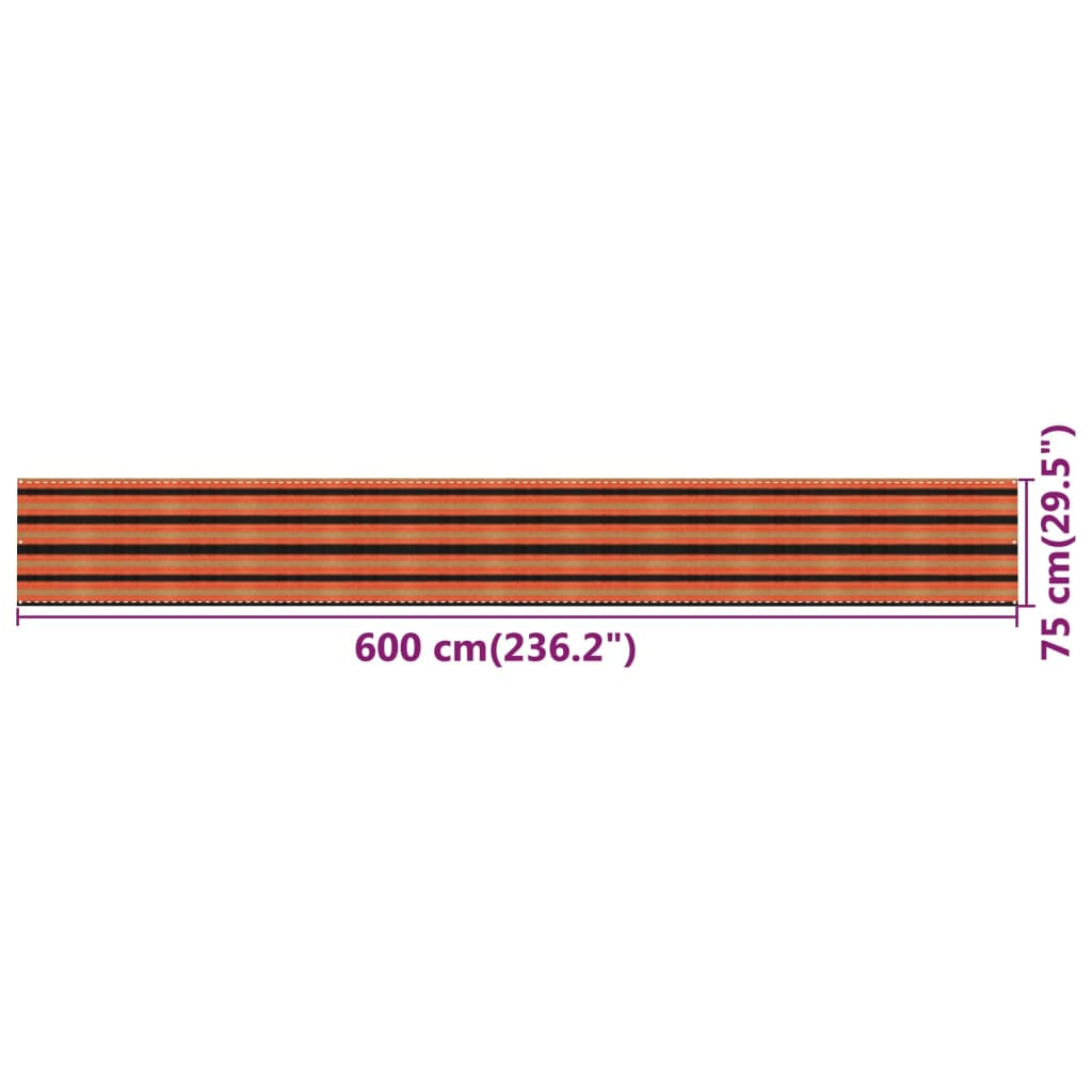 vidaXL Balcony Screen Multicolour 75x600 cm HDPE