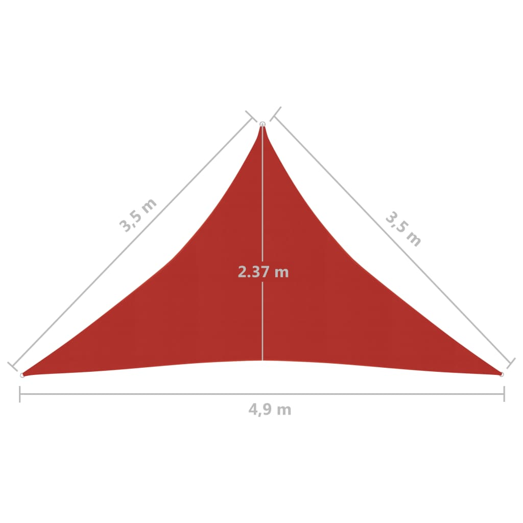 vidaXL Sunshade Sail 160 g/m² Red 3.5x3.5x4.9 m HDPE