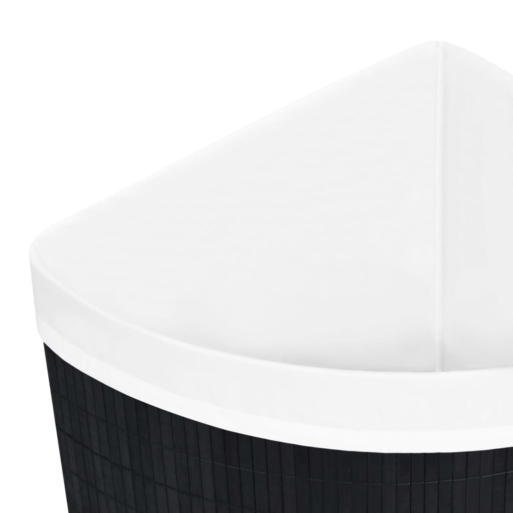 vidaXL Bamboo Corner Laundry Basket Black 60 L