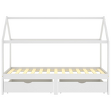 vidaXL Kids Bed Frame with Drawers White Solid Pine Wood 90x200 cm
