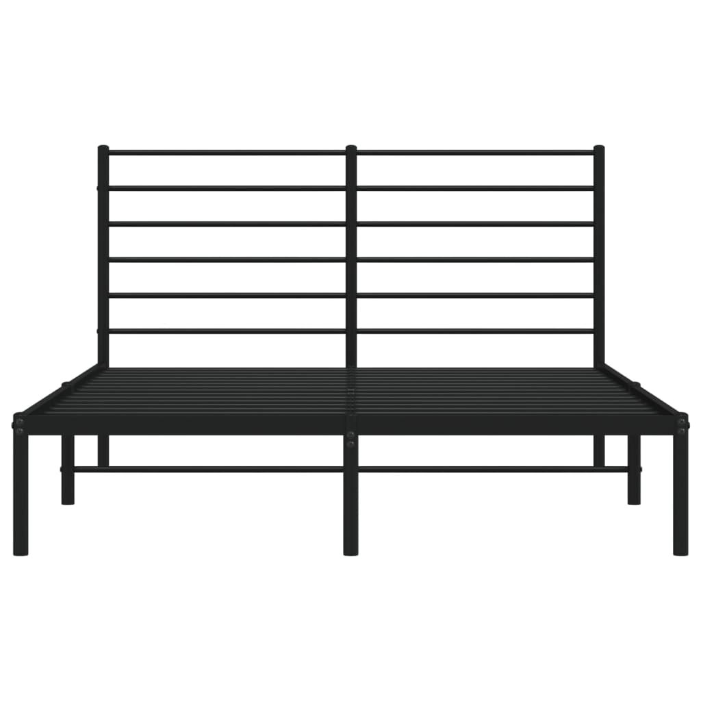 vidaXL Metal Bed Frame with Headboard Black 120x190 cm Small Double