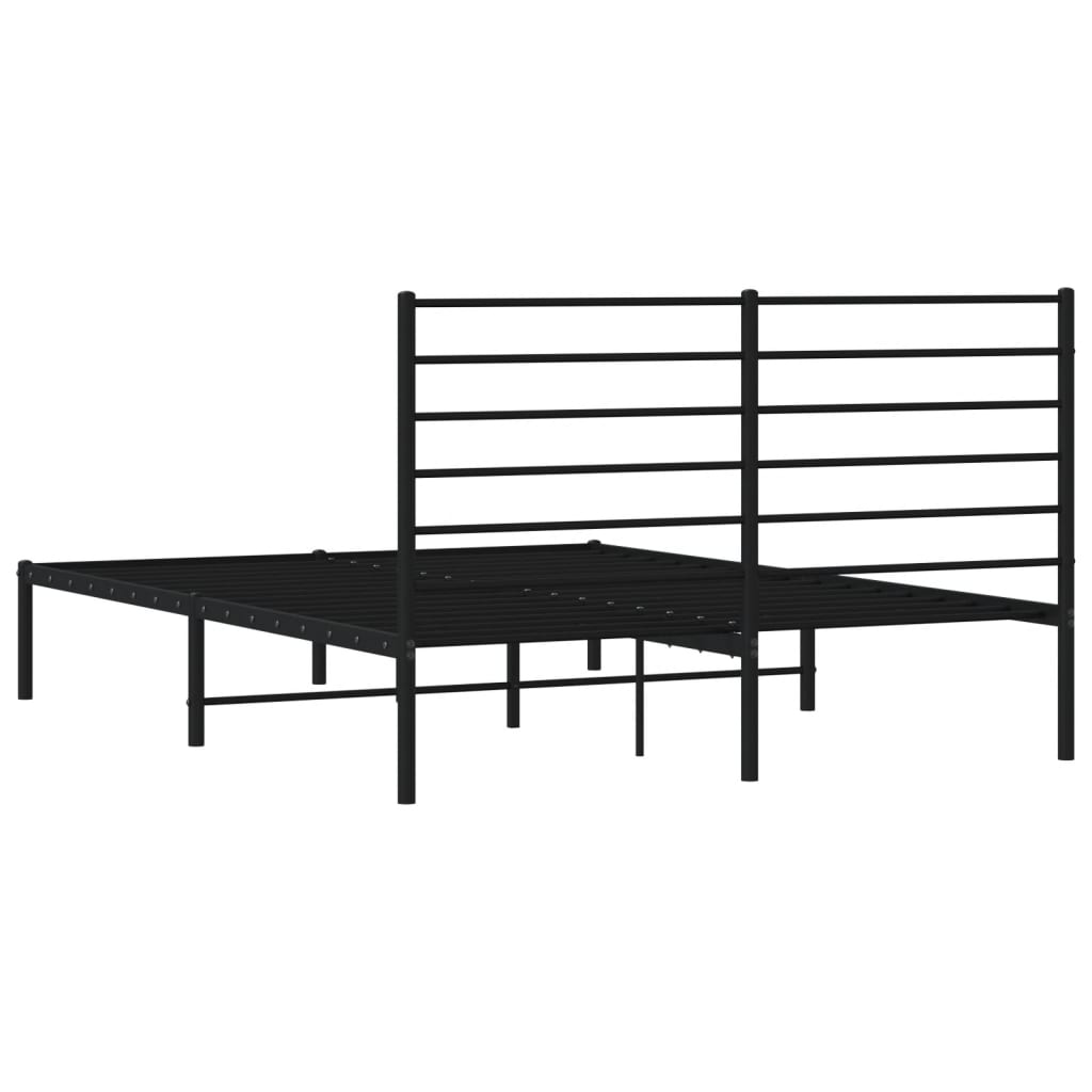 vidaXL Metal Bed Frame with Headboard Black 120x190 cm Small Double